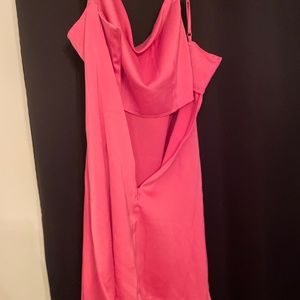 cowl neck pink silk urban outfitters dress